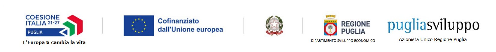 Coesione Italia 21-27 Puglia · Cofinanziato dall'Unione europea · Repubblica Italiana · Regione Puglia · Puglia Sviluppo